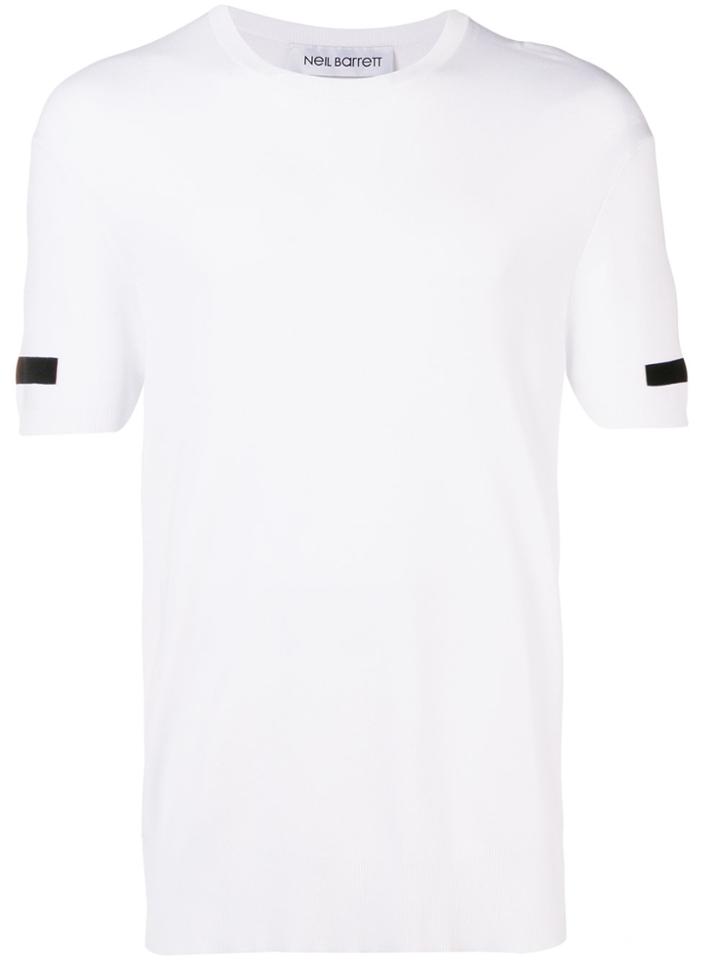 Neil Barrett Knitted Stripe Trim T-shirt - White
