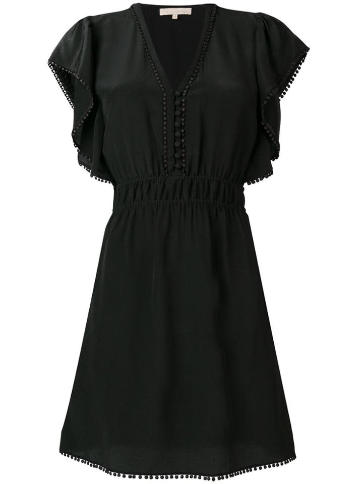 Vanessa Bruno V-neck Ruffle Trim Dress - Black