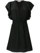 Vanessa Bruno V-neck Ruffle Trim Dress - Black