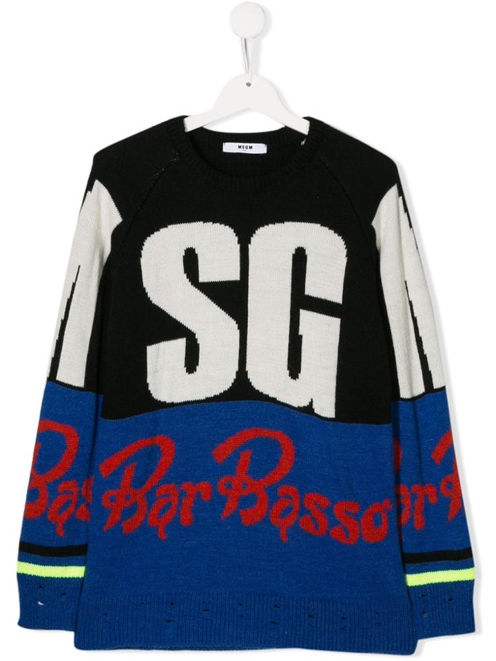 Msgm Kids Bar Basso Print Jumper - Black