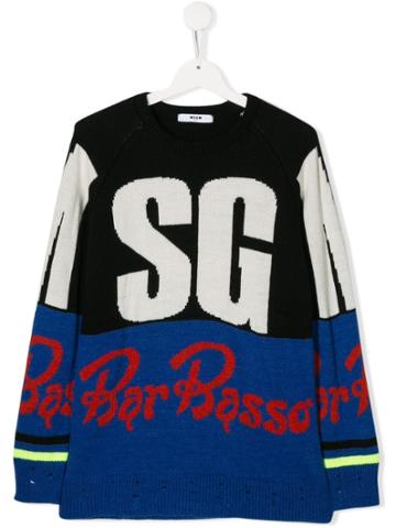 Msgm Kids Bar Basso Print Jumper - Black