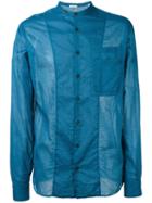 Tomas Maier Band Collar Shirt, Men's, Size: Large, Blue, Cotton