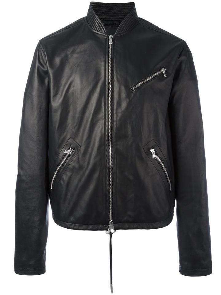 Diesel Black Gold Zip Up Jacket, Men's, Size: 48, Lamb Skin/viscose/polyester