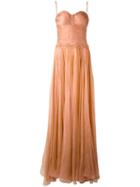 Maria Lucia Hohan Bustier Sheer Gown, Women's, Size: 34, Pink/purple, Silk