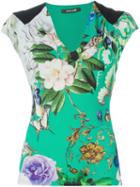Roberto Cavalli V-neck Printed Top, Women's, Size: 48, Green, Spandex/elastane/polyamide