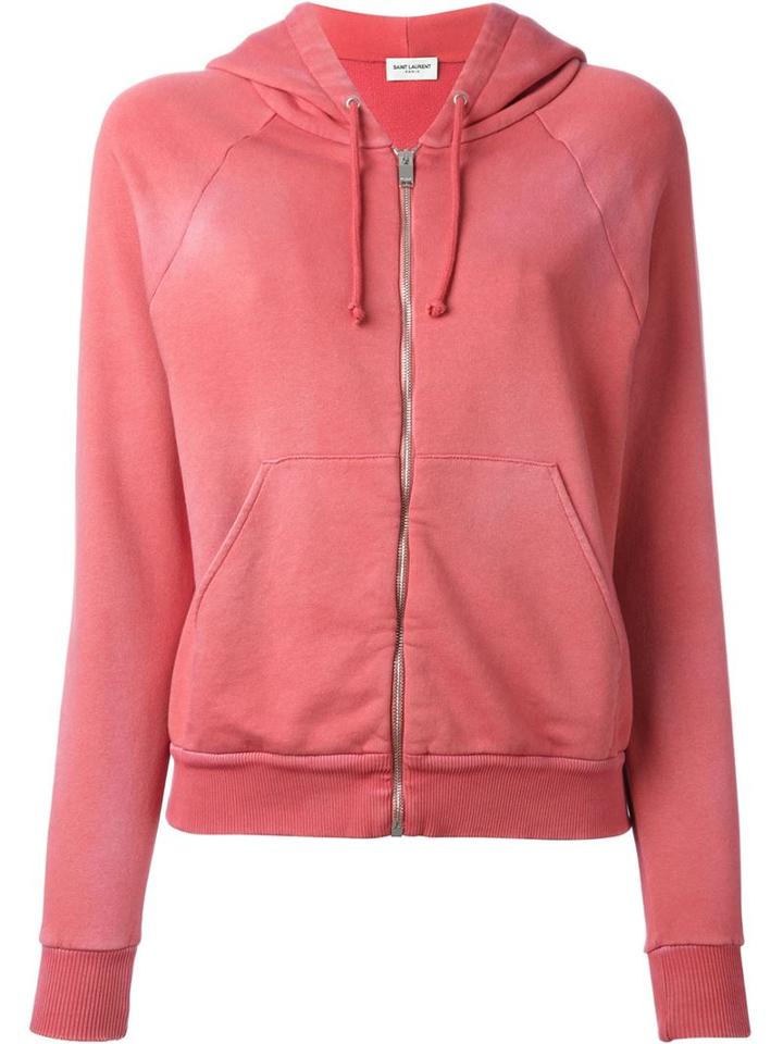 Saint Laurent Distressed Hoodie, Women's, Size: Large, Pink/purple, Cotton