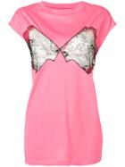 Maison Margiela Lace-panelled T-shirt - Pink