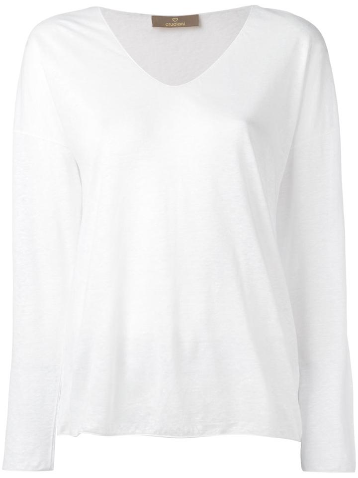 Cruciani - V-neck Knit - Women - Linen/flax - 40, White, Linen/flax
