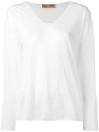Cruciani - V-neck Knit - Women - Linen/flax - 40, White, Linen/flax