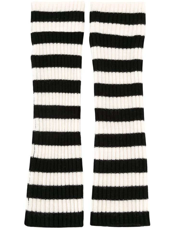 Chinti & Parker Striped Wrist Warmers - Black
