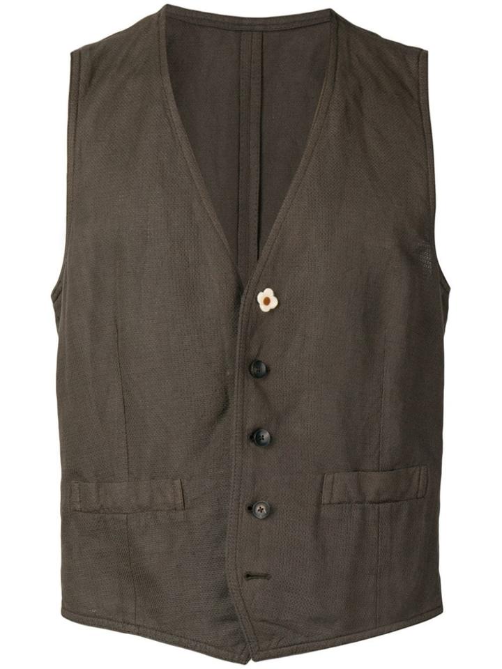 Lardini Floral Button Waistcoat - Brown