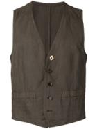 Lardini Floral Button Waistcoat - Brown