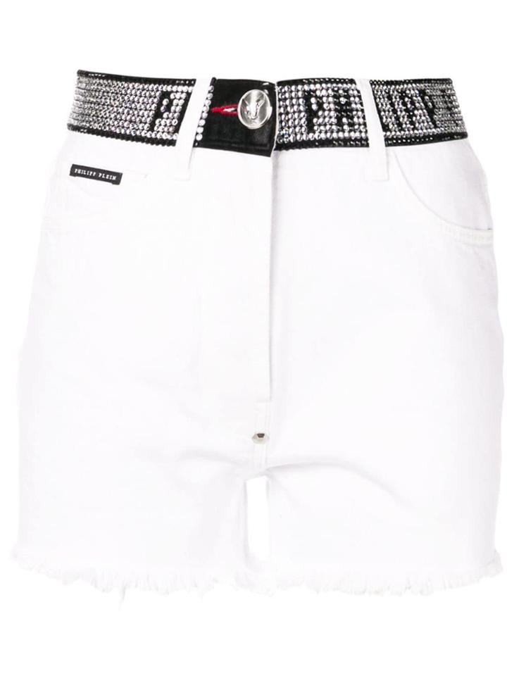 Philipp Plein Stud-detail Denim Shorts - White