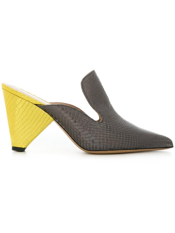 Aldo Castagna Snakeskin Effect Mules - Grey