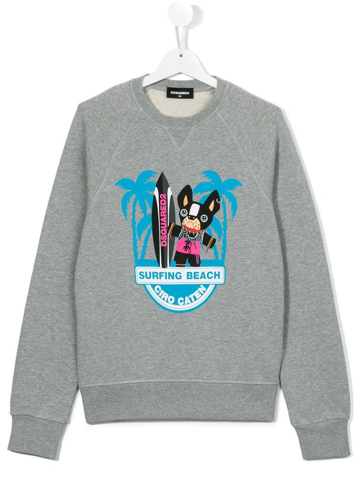 Dsquared2 Kids Surfing Beach Sweatshirt, Boy's, Size: 16 Yrs, Grey