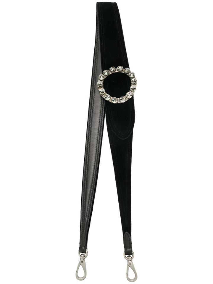 Miu Miu Rhinestone Embellished Buckled Strap - Black