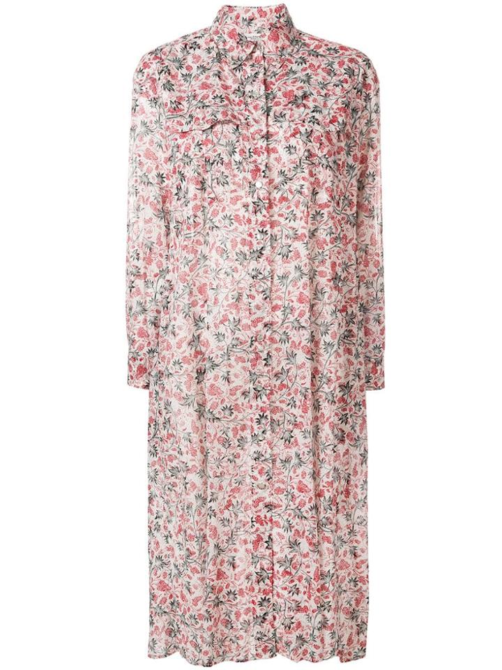 Isabel Marant Étoile Oversized Floral Print Shirt Dress - Neutrals
