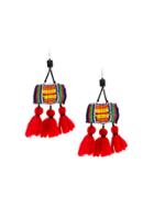 Ports 1961 Beaded Wool Tassel Earrings - Red