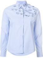 Jimi Roos Flower Applique Shirt, Women's, Size: Small, Blue, Cotton