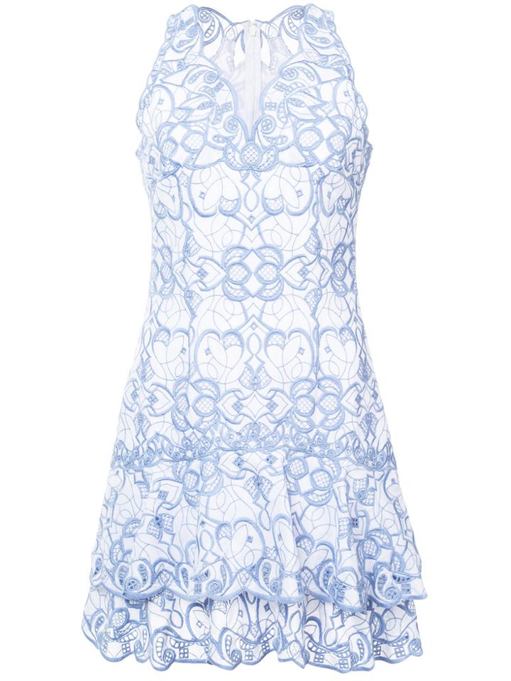 Jonathan Simkhai Embroidered Tiered Mini Dress - Blue