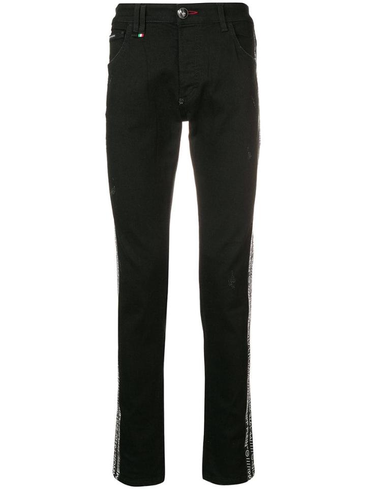 Philipp Plein Slim-fit Printed Jeans - Black