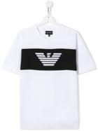 Emporio Armani Kids Central Logo Crew Neck T-shirt - White