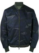 Moncler Camouflage Khaki Trim Bomber Jacket - Blue