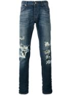 Just Cavalli - Distressed Straight Leg Jeans - Men - Cotton/spandex/elastane - 33, Blue, Cotton/spandex/elastane