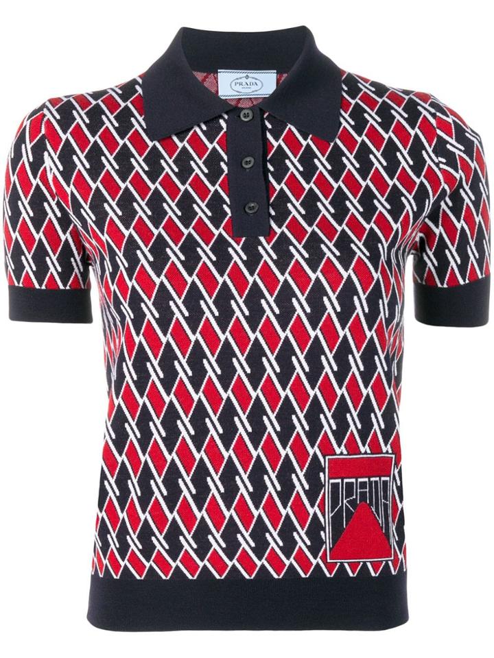 Prada Geometric Polo Top - Blue