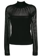 Blumarine Sheer Panel Fitted Sweater - Black