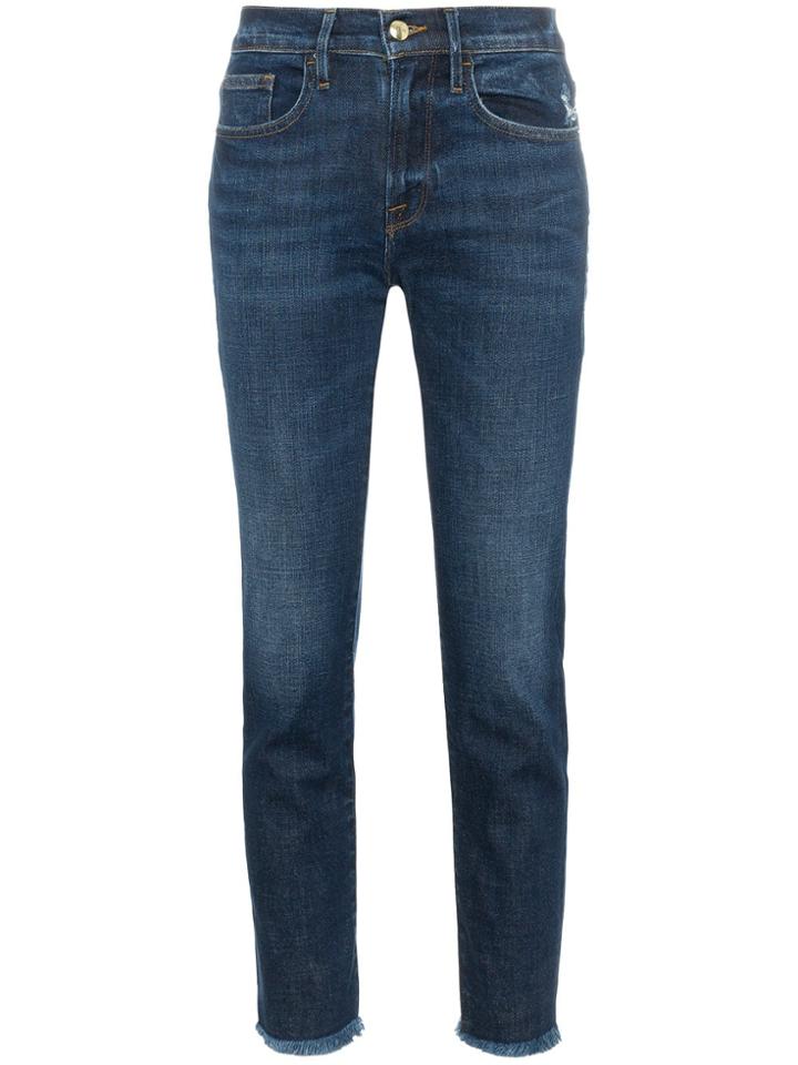 Frame Le Boy Straight Cropped Mid-rise Jeans - Blue