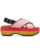 Marni Criss-cross Wedge Sandals - Pink