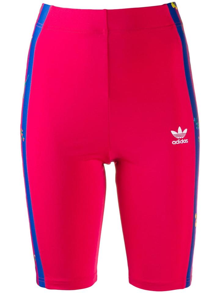 Adidas Striped Floral Running Shorts - Pink