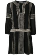 Alice+olivia Embroidered Mini-dress, Women's, Size: 2, Black, Viscose/spandex/elastane/polyester