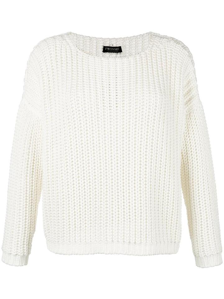 Twin-set Ribbed Jumper, Women's, Size: Medium, White, Cotton