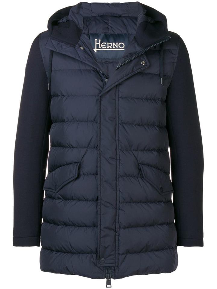 Herno Contrast Sleeved Down Jacket - Blue
