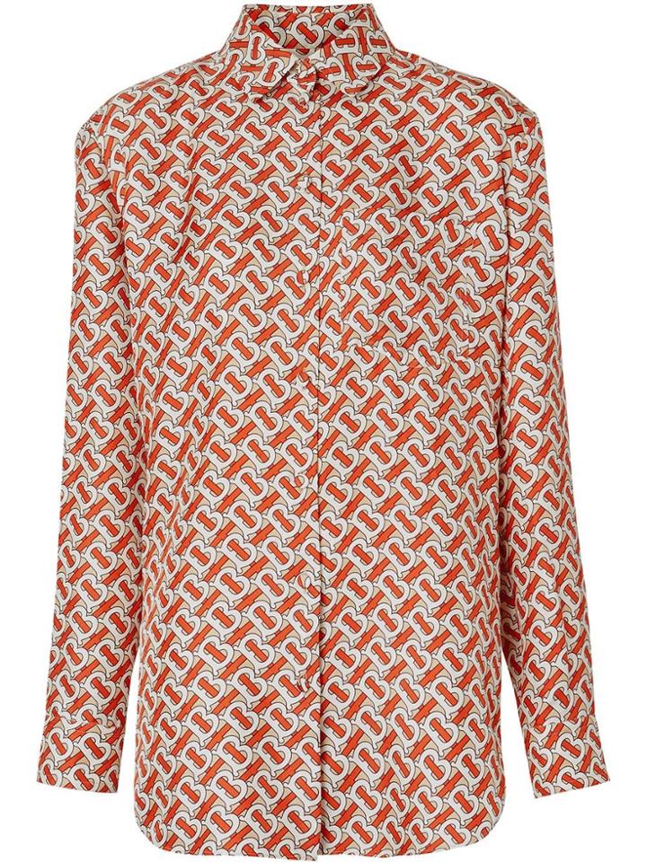Burberry Monogram Print Silk Shirt - Red