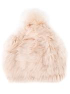 Yves Salomon Pompom Beanie, Women's, Pink/purple, Rabbit Fur/racoon Fur