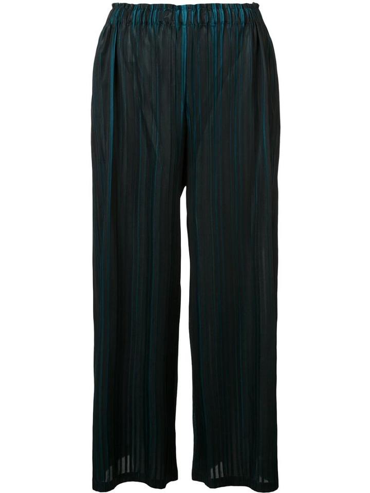 Pleats Please By Issey Miyake Pleated Bicolour Trousers, Women's, Size: 3, Black, Polyester
