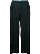 Pleats Please By Issey Miyake Pleated Bicolour Trousers, Women's, Size: 3, Black, Polyester