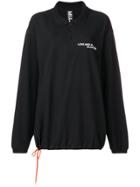 Mia-iam Slogan Print Oversized Polo Shirt - Black