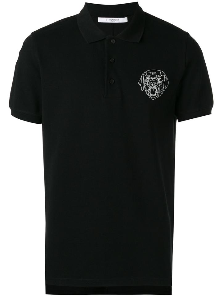 Givenchy Embroidered Dog Polo Shirt, Men's, Size: Large, Black, Cotton