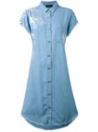 The Kooples - Embroidered Denim Shirt Dress - Women - Lyocell/polyester - 0, Blue, Lyocell/polyester