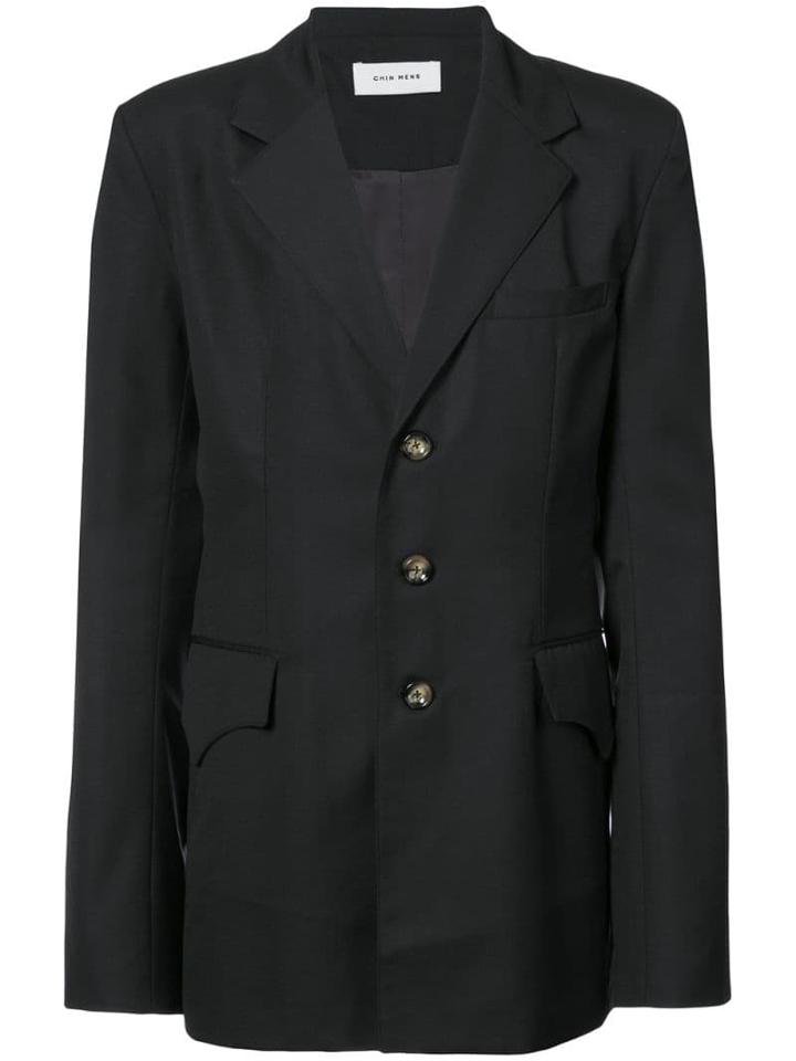 Chin Menswear Intl Mid-length Suit Jacket - Black