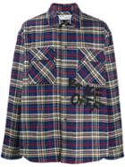 Off-white Plaid Logo Print Shirt - Blue