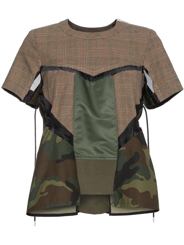 Sacai Flared Camouflage Top - Green