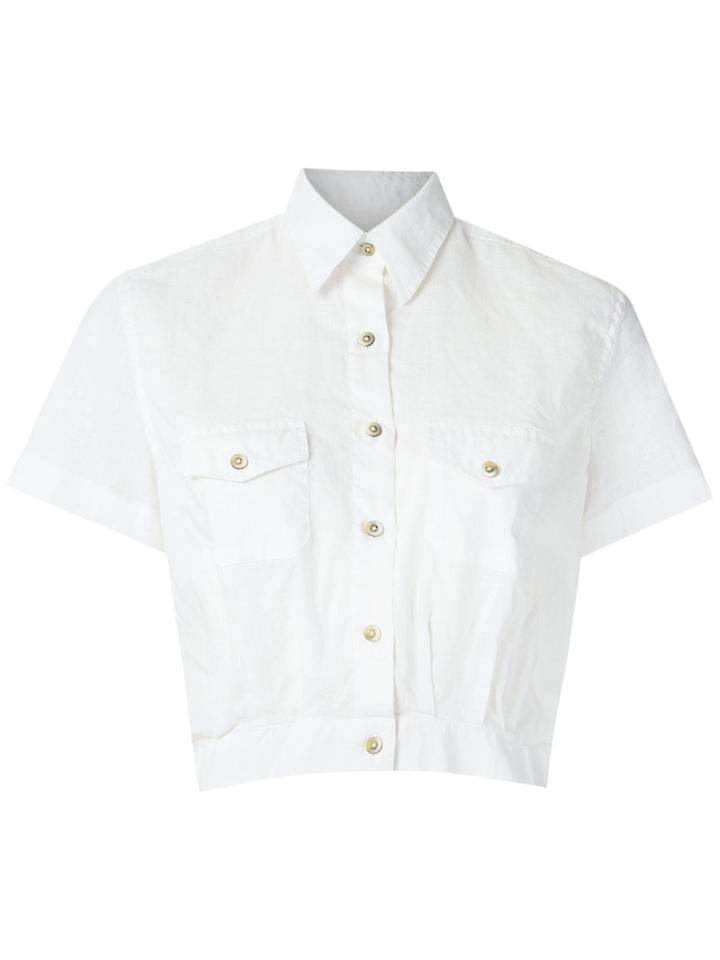 À La Garçonne - Cropped Shirt - Women - Cotton/viscose - M, White, Cotton/viscose