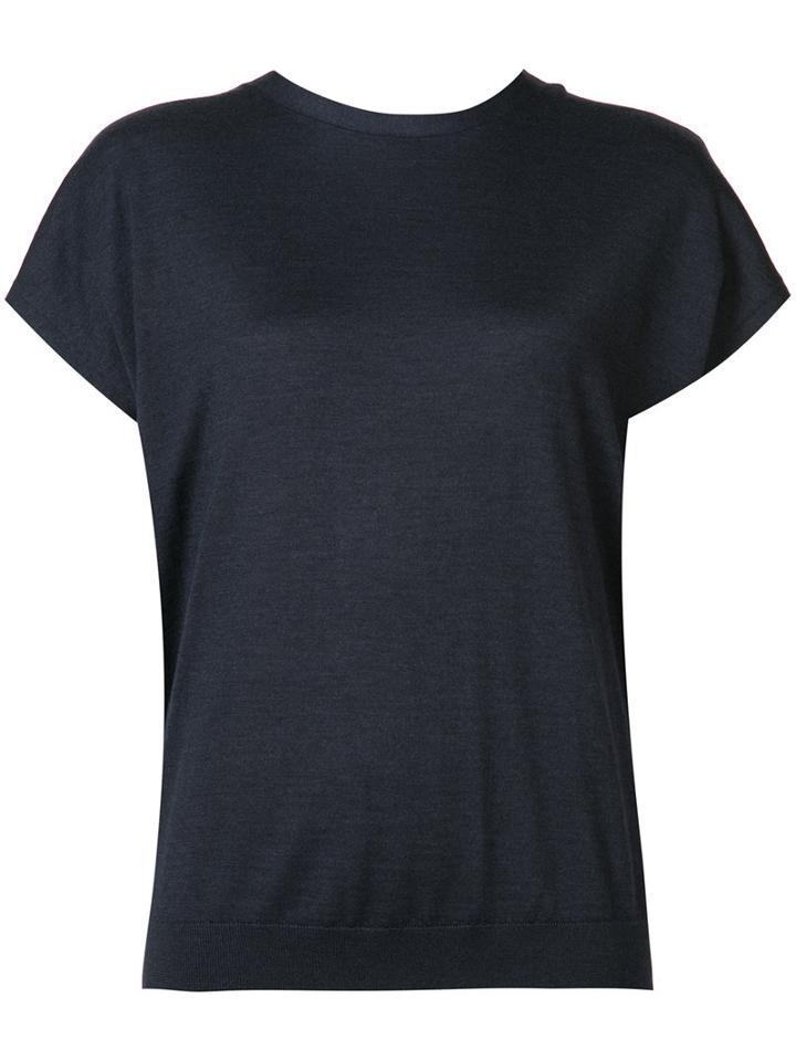 Brunello Cucinelli Draped Back Knitted Top, Women's, Size: Large, Blue, Cashmere/silk
