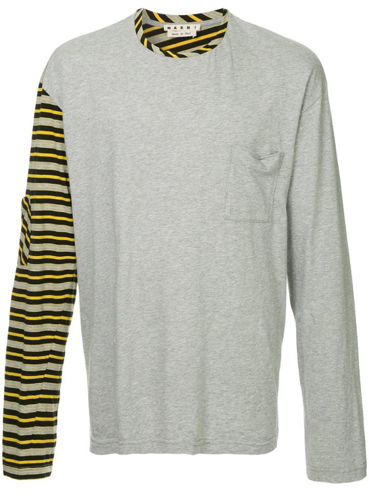 Marni Striped Sleeve Jumper - Grey