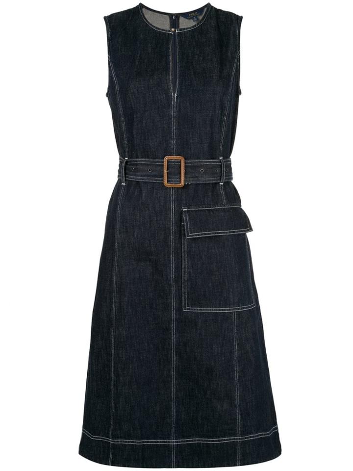 Polo Ralph Lauren Belted Denim Flared Dress - Blue